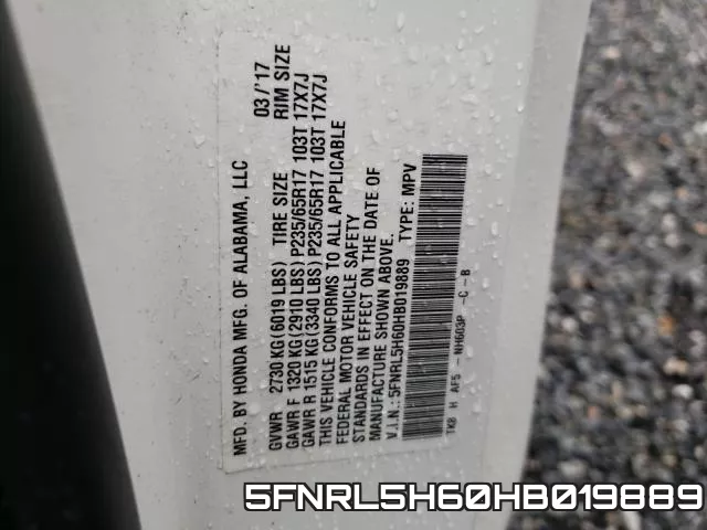 5FNRL5H60HB019889 фото 2