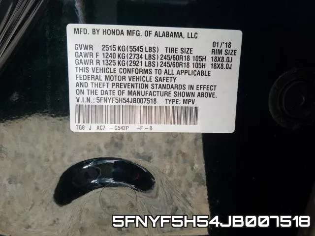 5FNYF5H54JB007518 фото 2