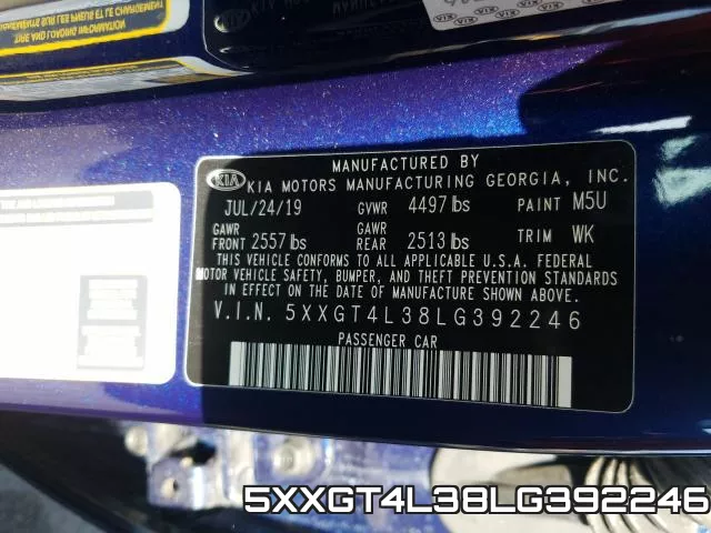5XXGT4L38LG392246 фото 2