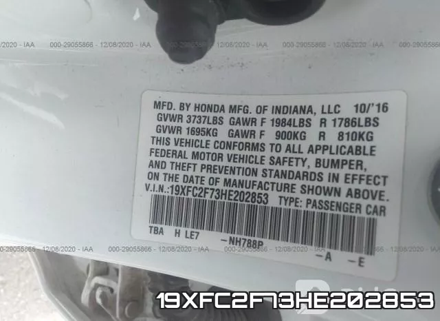 19XFC2F73HE202853 фото 9