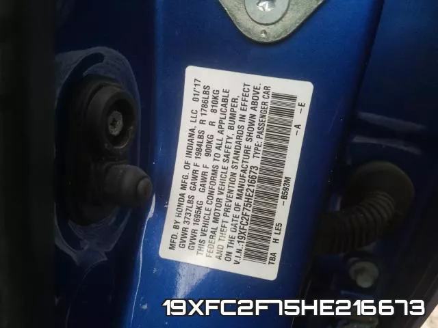 19XFC2F75HE216673 фото 2