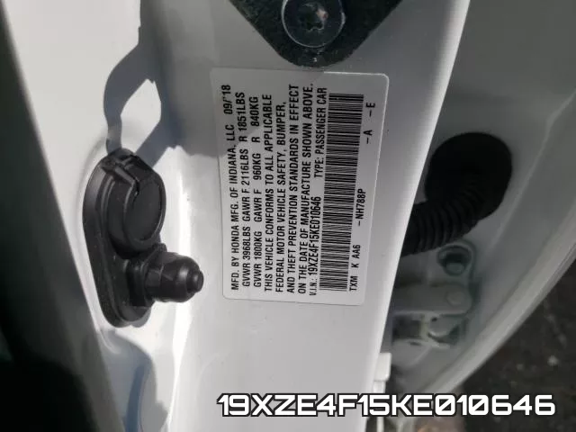 19XZE4F15KE010646 фото 2