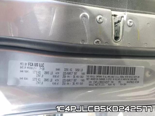 1C4PJLCB5KD242577 фото 2