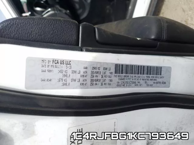 1C4RJFBG1KC793649 фото 2