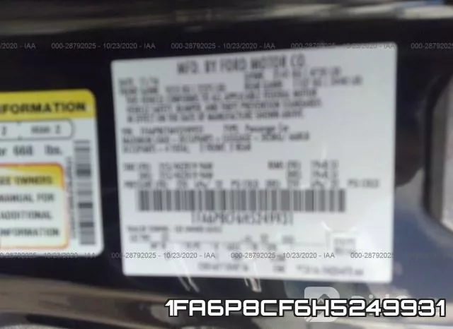 1FA6P8CF6H5249931 фото 10