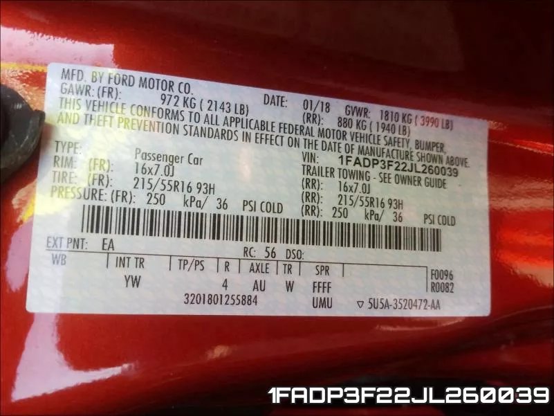 1FADP3F22JL260039 фото 2