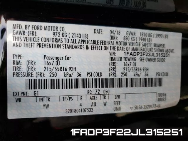 1FADP3F22JL315251 фото 2