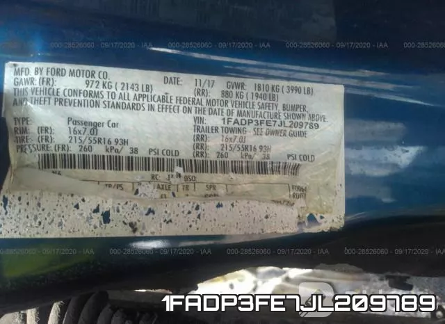 1FADP3FE7JL209789 фото 10
