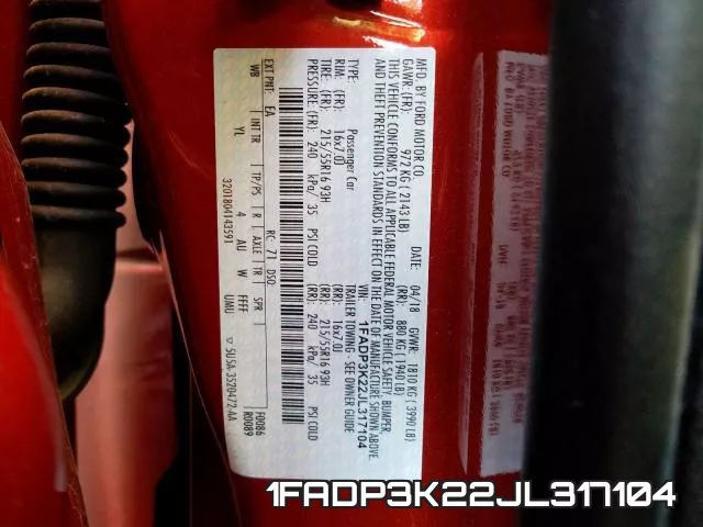1FADP3K22JL317104 фото 2