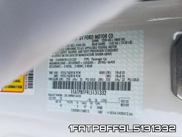 1FATP8FF9L5131332 фото 2