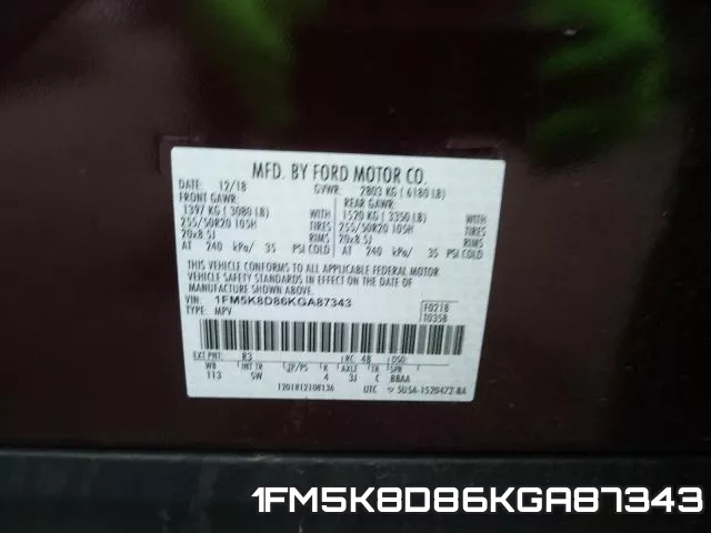 1FM5K8D86KGA87343 фото 2