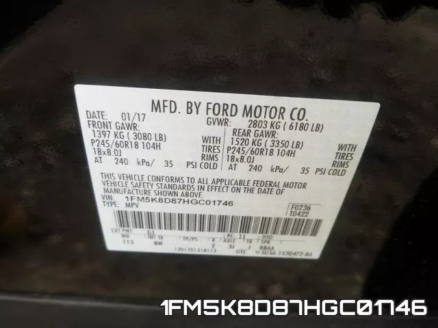 1FM5K8D87HGC01746 фото 2