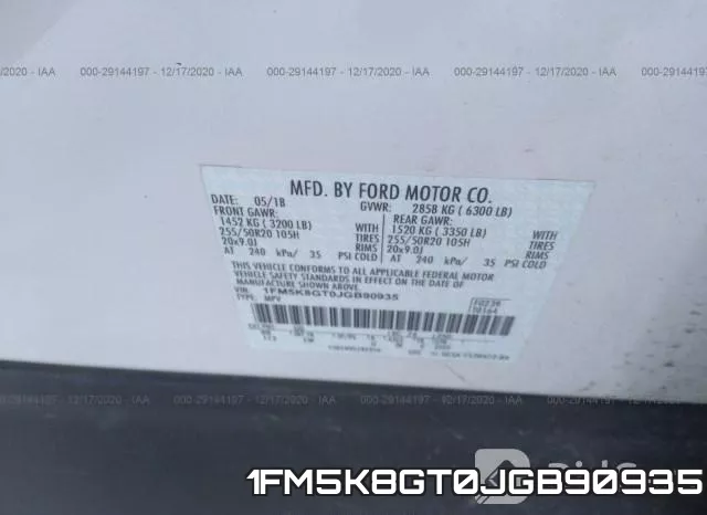 1FM5K8GT0JGB90935 фото 10