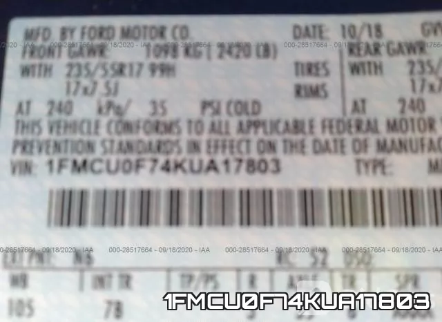 1FMCU0F74KUA17803 фото 10