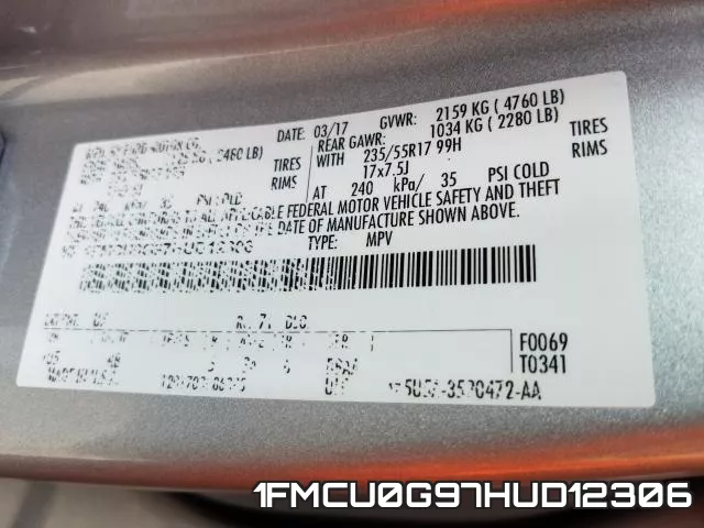 1FMCU0G97HUD12306 фото 2
