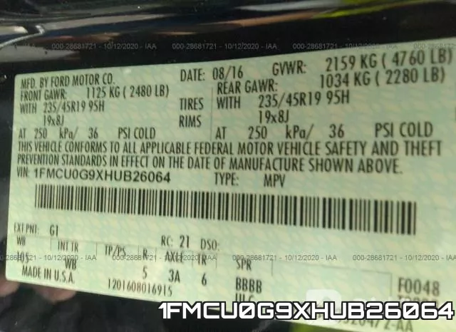 1FMCU0G9XHUB26064 фото 8