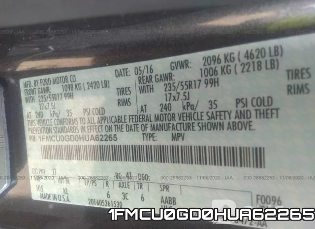1FMCU0GD0HUA62265 фото 10