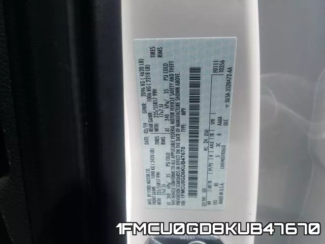 1FMCU0GD8KUB47670 фото 2