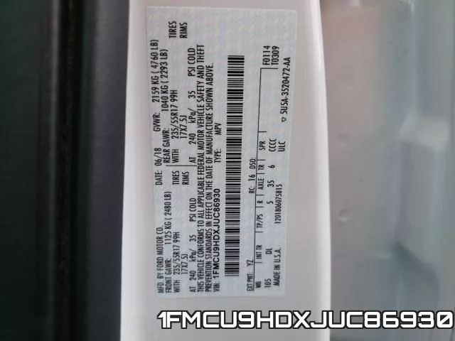 1FMCU9HDXJUC86930 фото 2