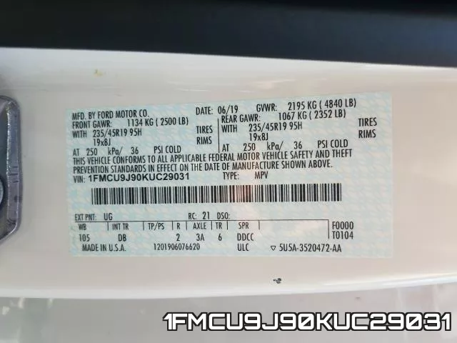 1FMCU9J90KUC29031 фото 2
