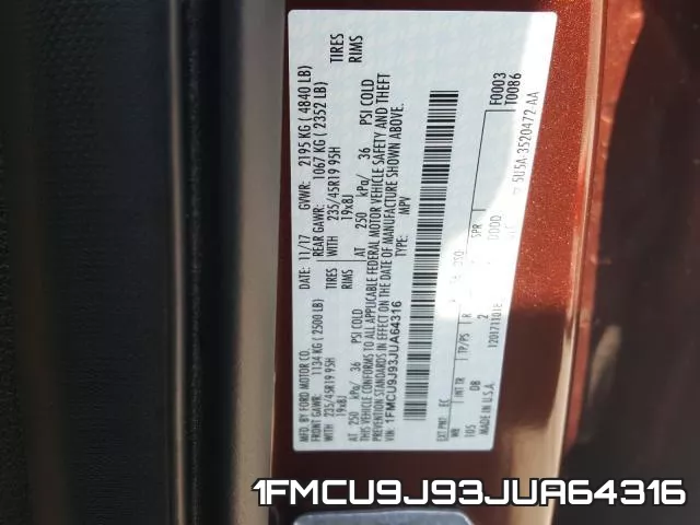 1FMCU9J93JUA64316 фото 2