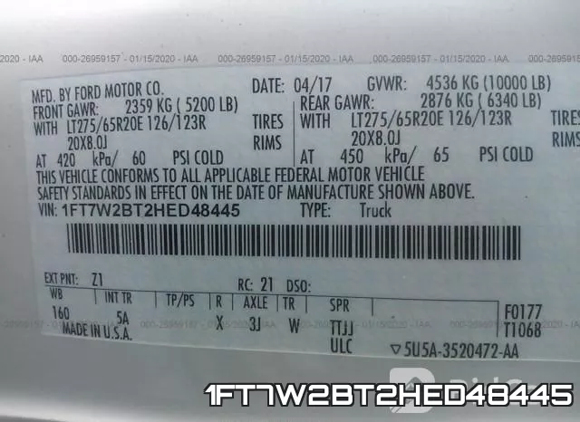 1FT7W2BT2HED48445 фото 10
