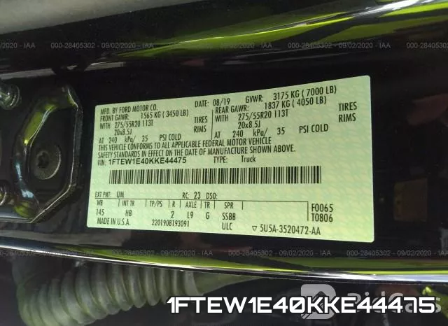 1FTEW1E40KKE44475 фото 10
