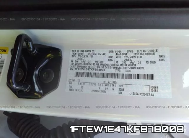 1FTEW1E47KFB78008 фото 9