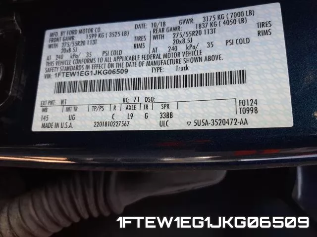 1FTEW1EG1JKG06509 фото 2