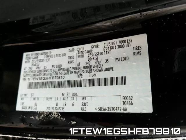 1FTEW1EG5HFB79810 фото 2