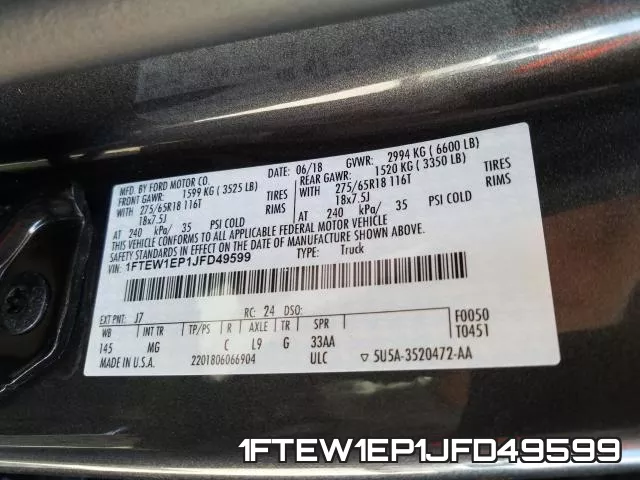 1FTEW1EP1JFD49599 фото 2