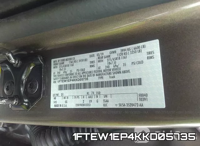 1FTEW1EP4KKD05735 фото 9