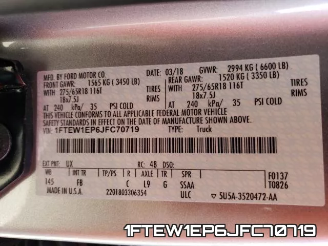 1FTEW1EP6JFC70719 фото 2
