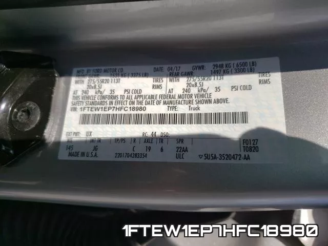1FTEW1EP7HFC18980 фото 2