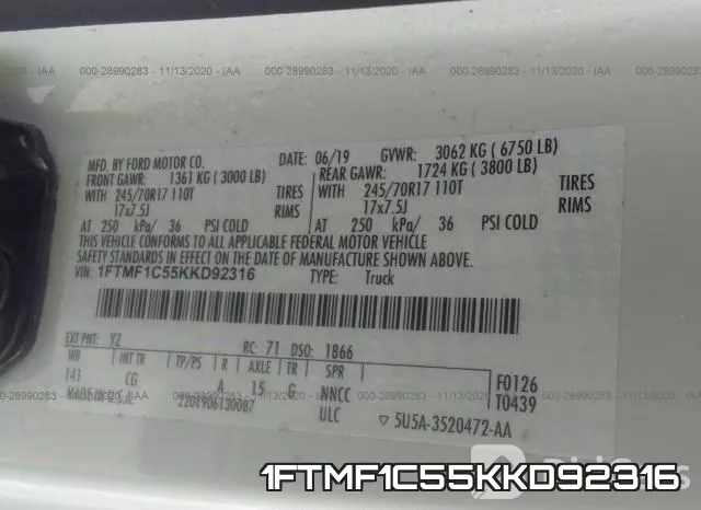 1FTMF1C55KKD92316 фото 8