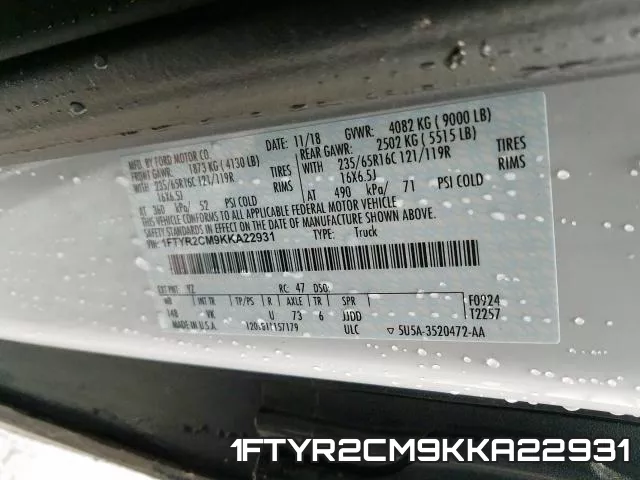 1FTYR2CM9KKA22931 фото 2