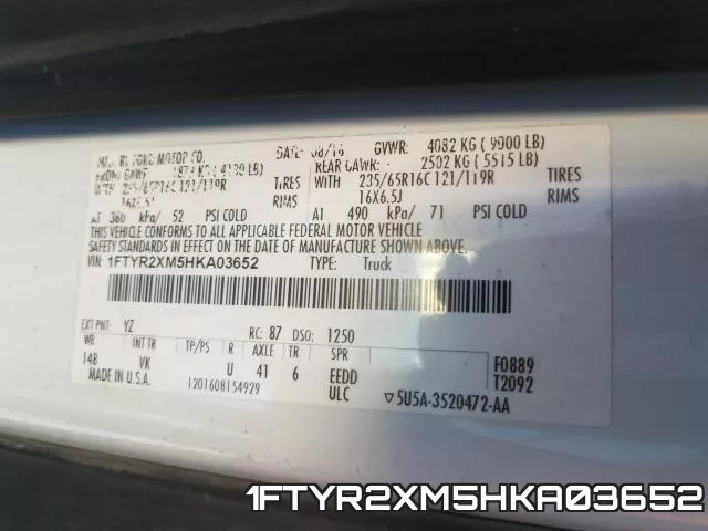 1FTYR2XM5HKA03652 фото 2