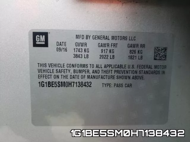 1G1BE5SM0H7138432 фото 2