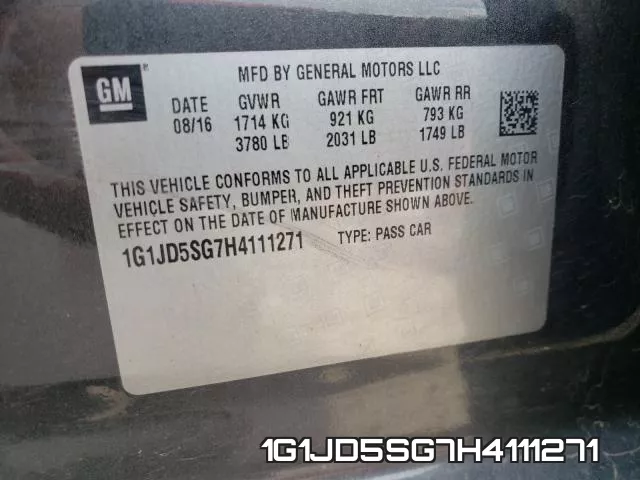 1G1JD5SG7H4111271 фото 2