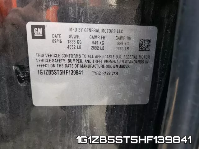 1G1ZB5ST5HF139841 фото 2