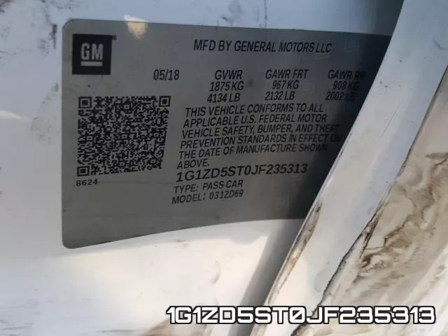 1G1ZD5ST0JF235313 фото 2