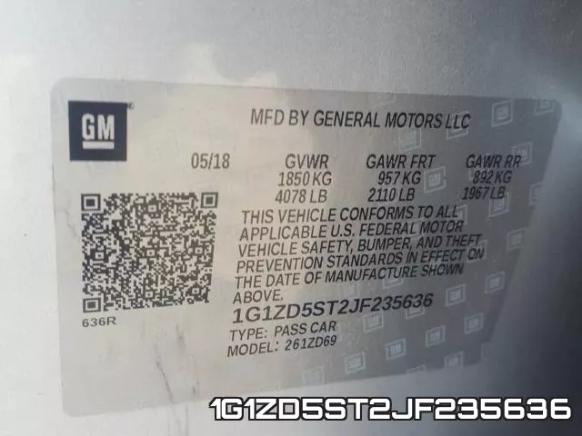 1G1ZD5ST2JF235636 фото 2