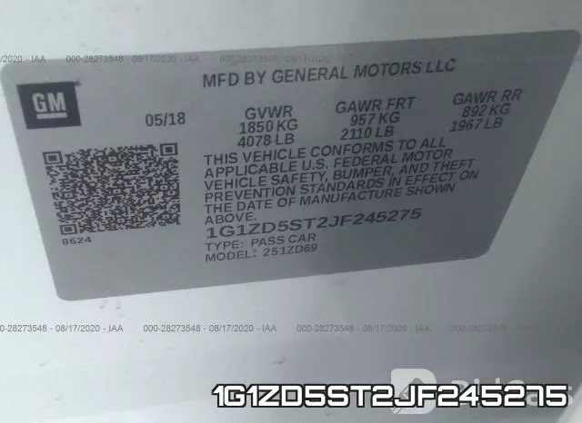 1G1ZD5ST2JF245275 фото 10
