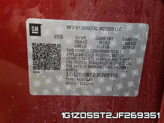 1G1ZD5ST2JF269351 фото 2