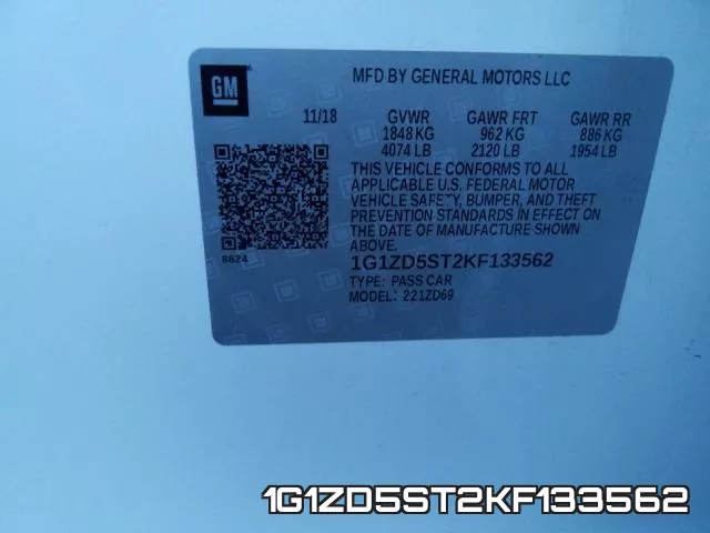 1G1ZD5ST2KF133562 фото 2