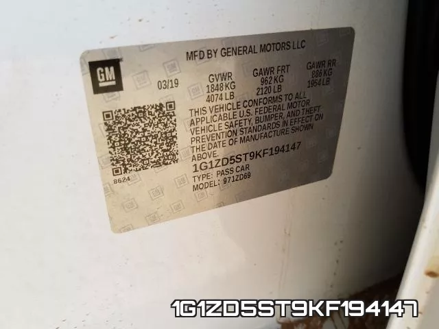 1G1ZD5ST9KF194147 фото 2