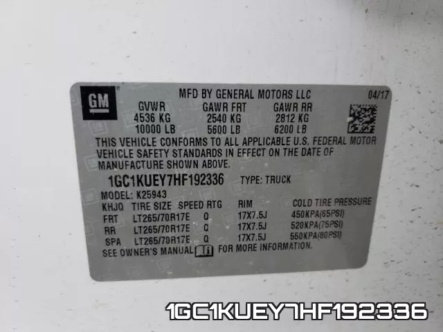 1GC1KUEY7HF192336 фото 2