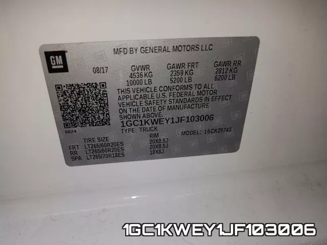 1GC1KWEY1JF103006 фото 2
