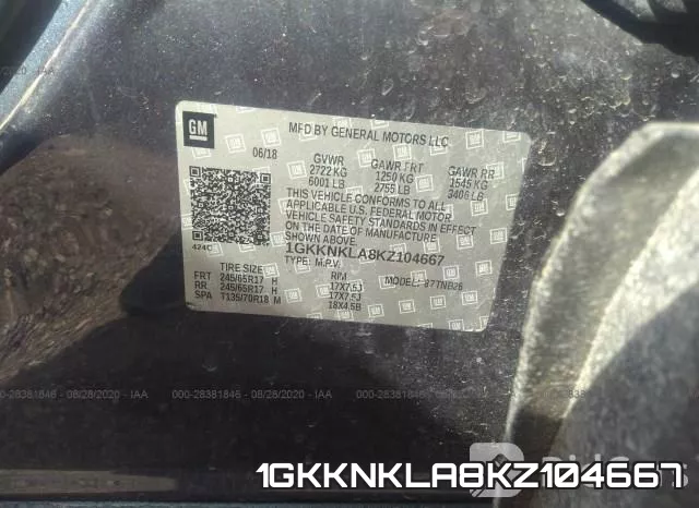 1GKKNKLA8KZ104667 фото 10