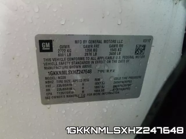 1GKKNMLSXHZ247648 фото 2